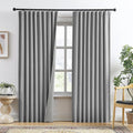 Grey Linen Blackout Curtains 92 in - 100% Light Blocking Panels