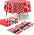 Exquisite Picnic Table Cover 84 in Round - 48 Pack Red Gingham