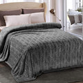 King Size Dark Grey Flannel Fleece Blanket for Bed - Soft Velvet
