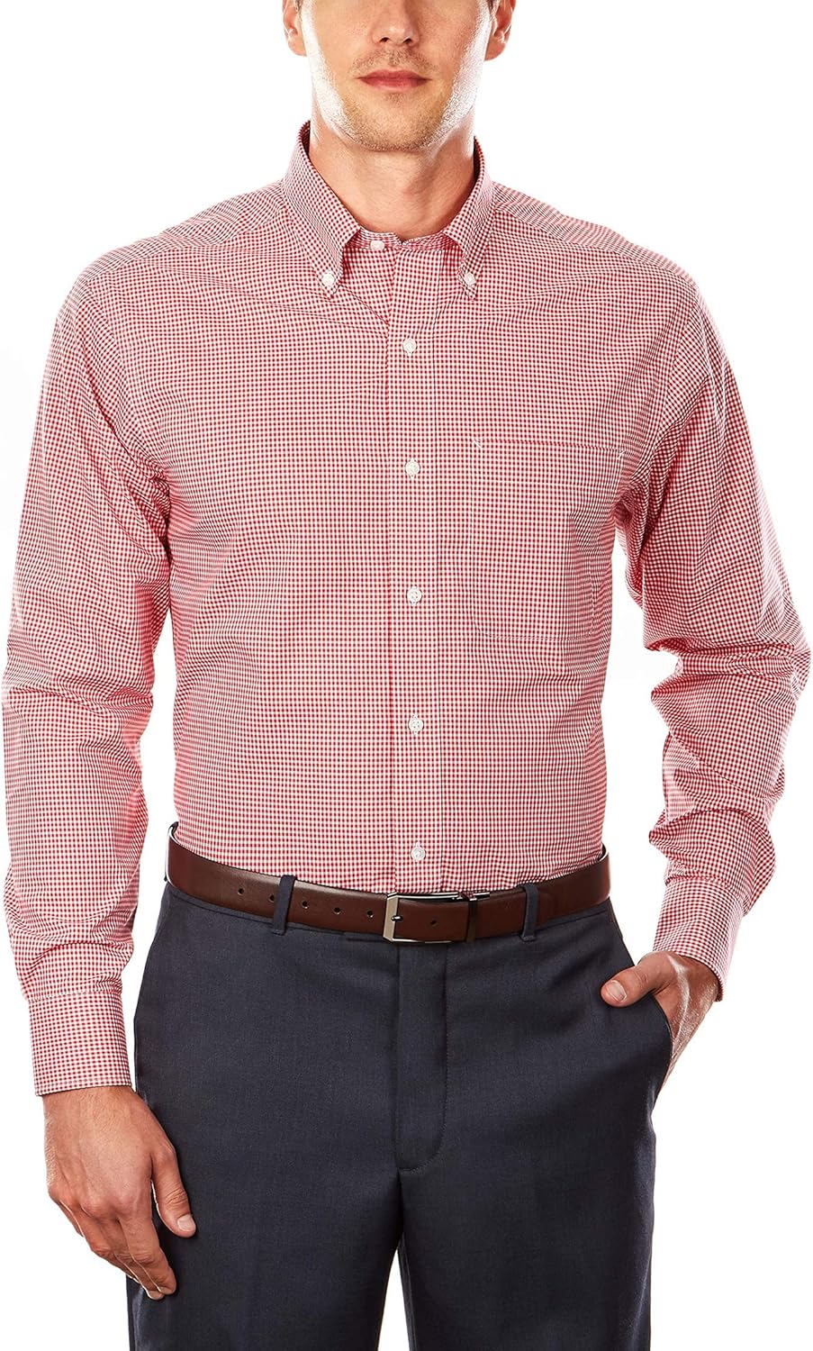 Tommy Hilfiger Men's Regular Fit Non Iron Gingham Dress Shirt
