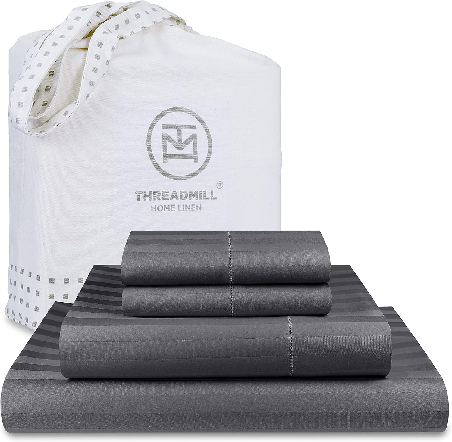500 Thread Count King Size Damask Stripe Cotton Sheet Set