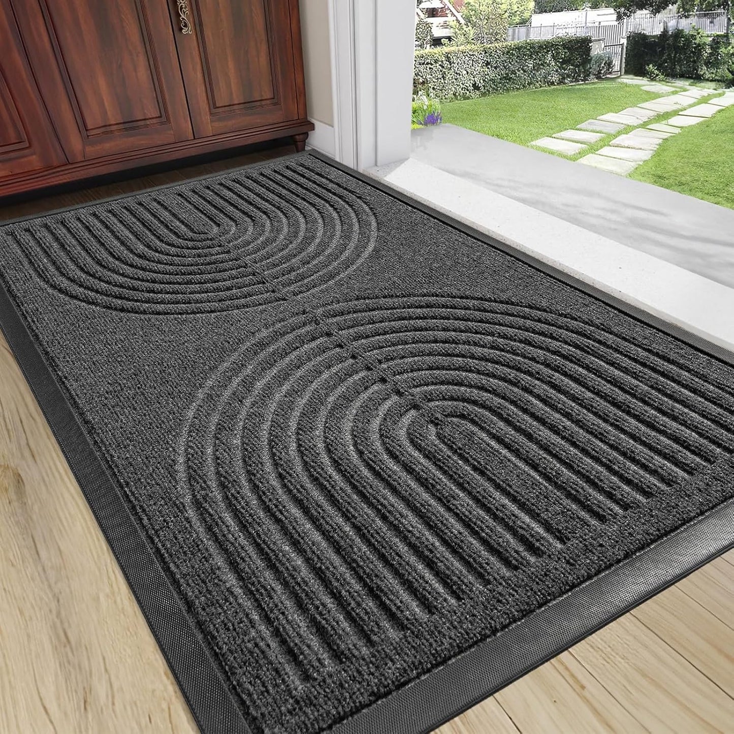 RORA Front Door Mat Non Slip Outdoor Heavy Duty Rubber 24x36
