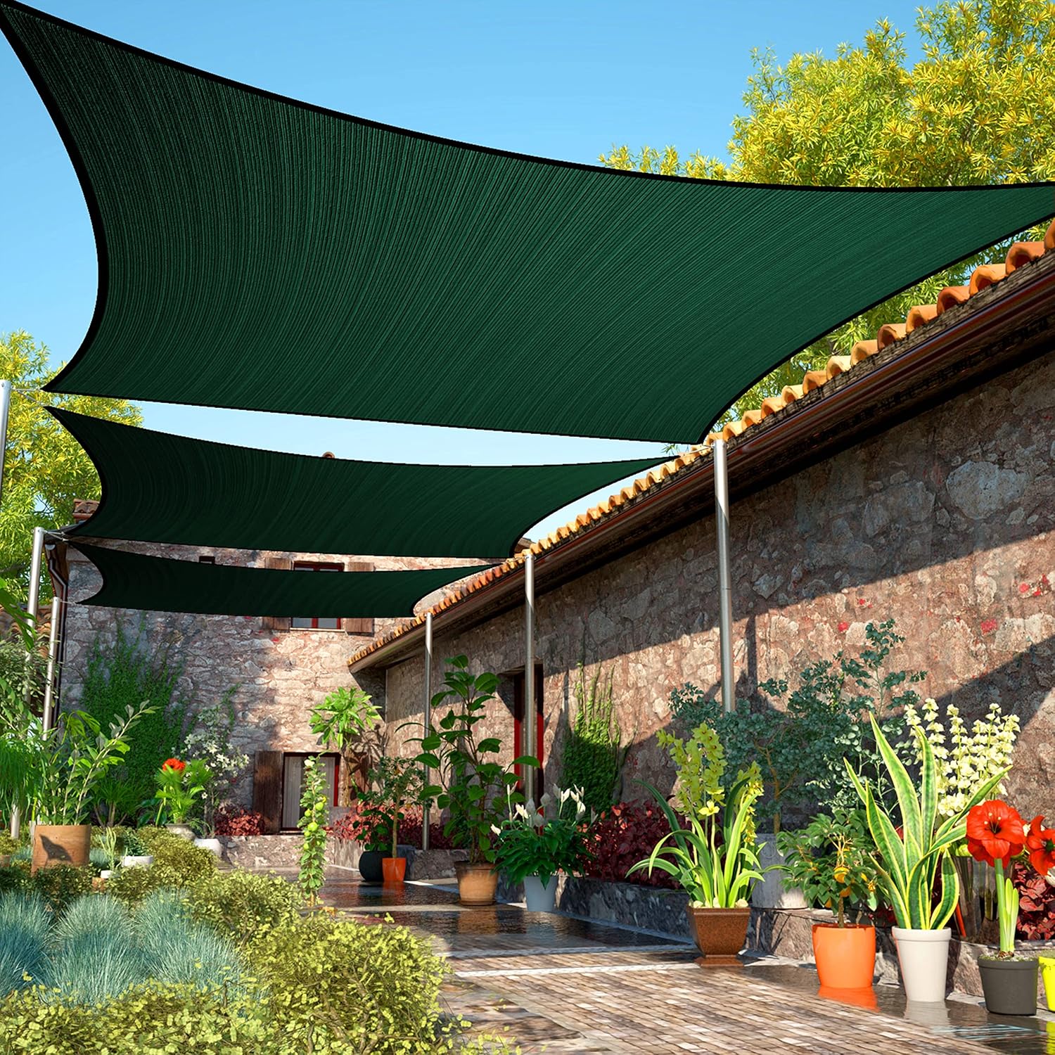 12ft x 22ft Green Sun Shade Sail Rectangle for Outdoor Spaces
