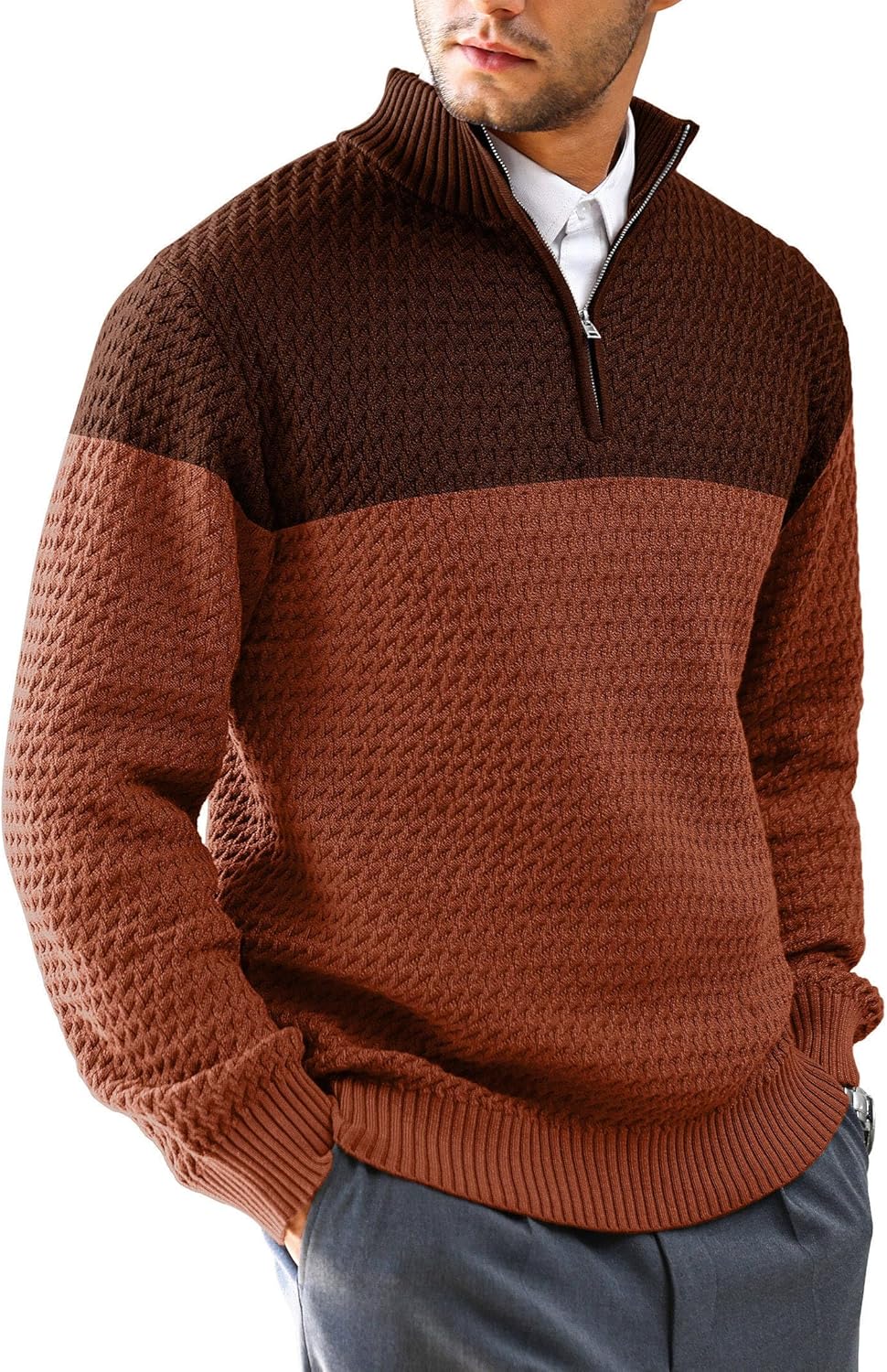 Men's Quarter-Zip Sweater for Business Casual Style and Comfort