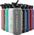 Personalized 40 oz Gray Insulated Water Bottle with Straw - Large