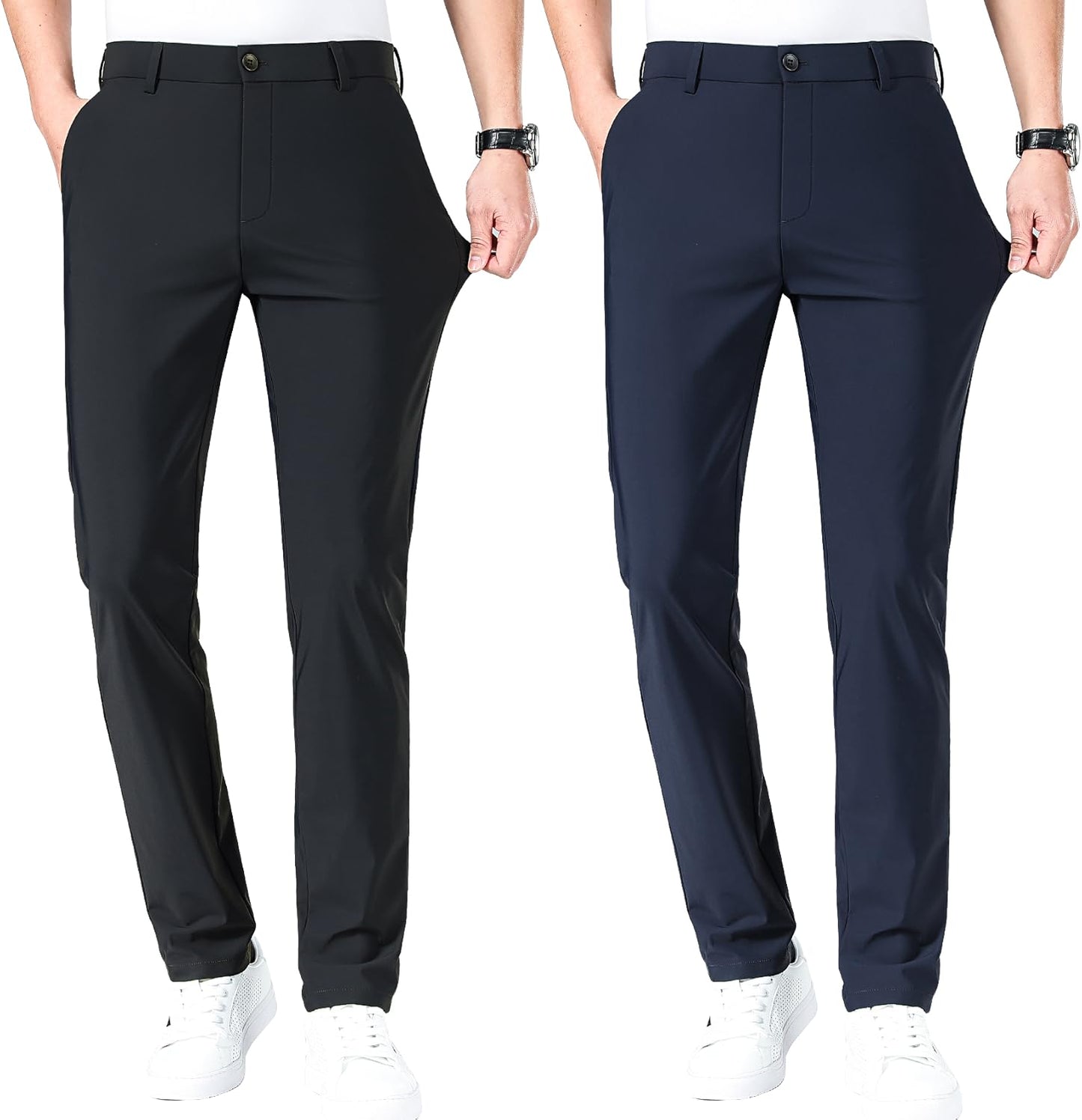 LUSHENUNI Men's Golf Pants Slim High Stretch for Comfort