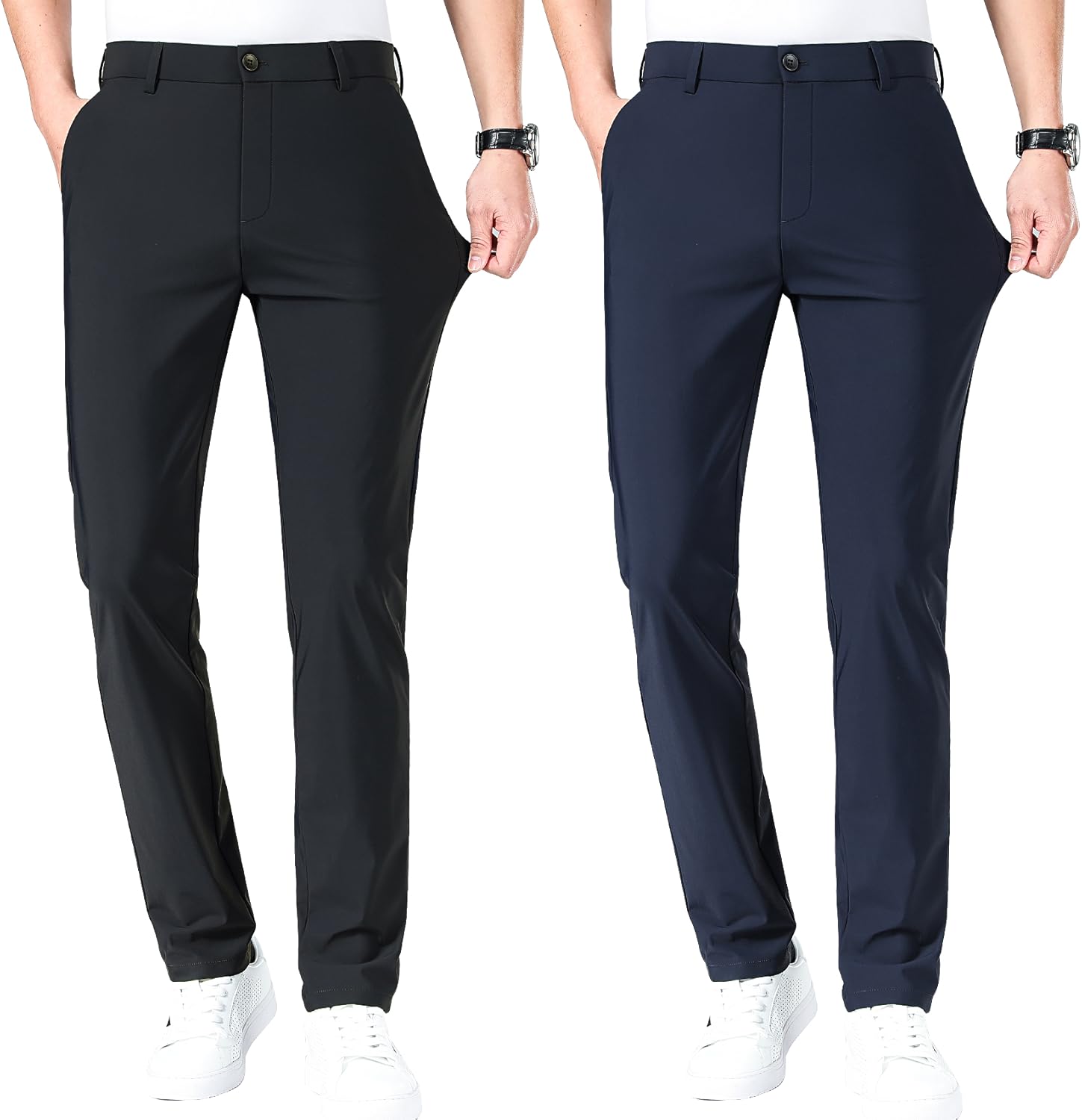 LUSHENUNI Men's Golf Pants Slim High Stretch for Comfort