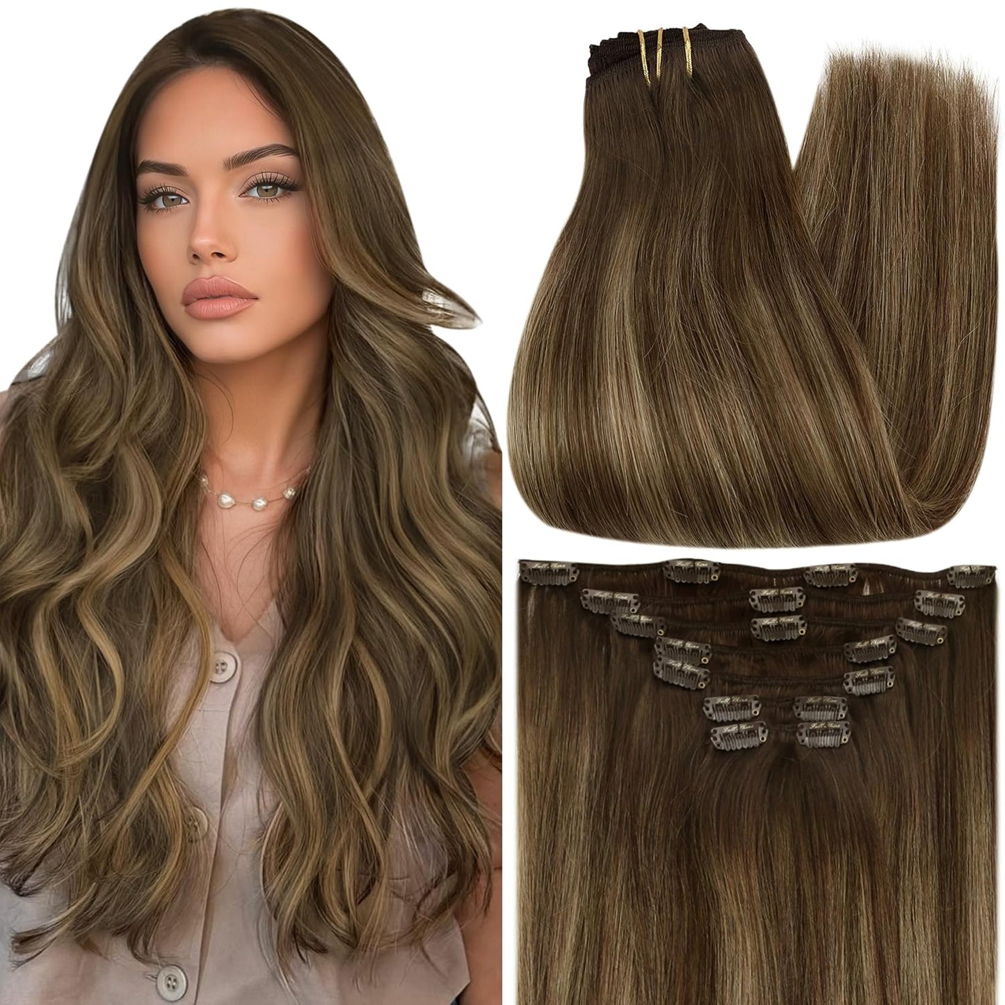 Full Shine Human Hair Clip in Extensions for Stunning Volume