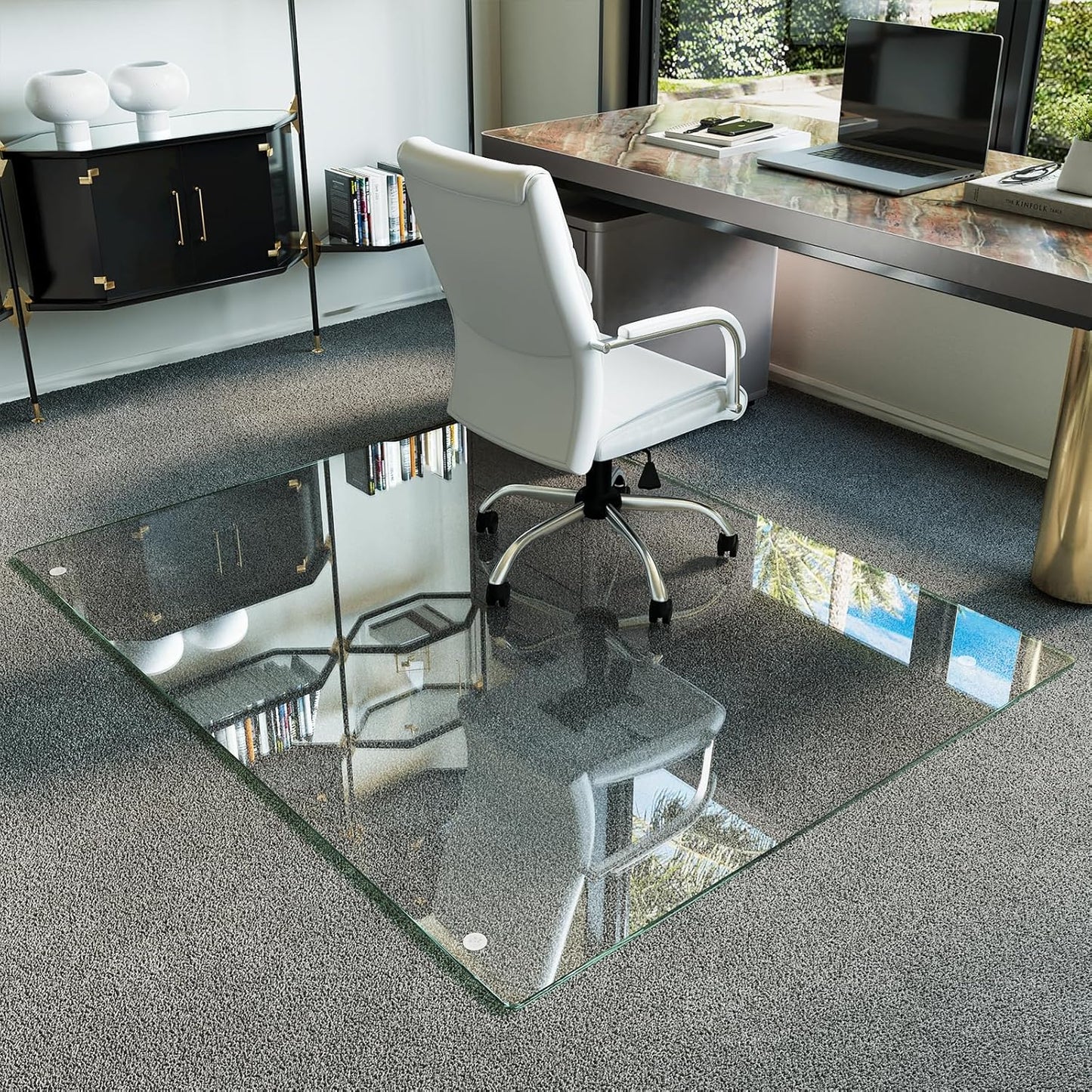 Koonmi Tempered Glass Chair Mat for Hardwood Floors & Carpets