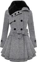 Zeagoo Women's Faux Fur Wool Trench Coat - Warm Double-Breasted Fit