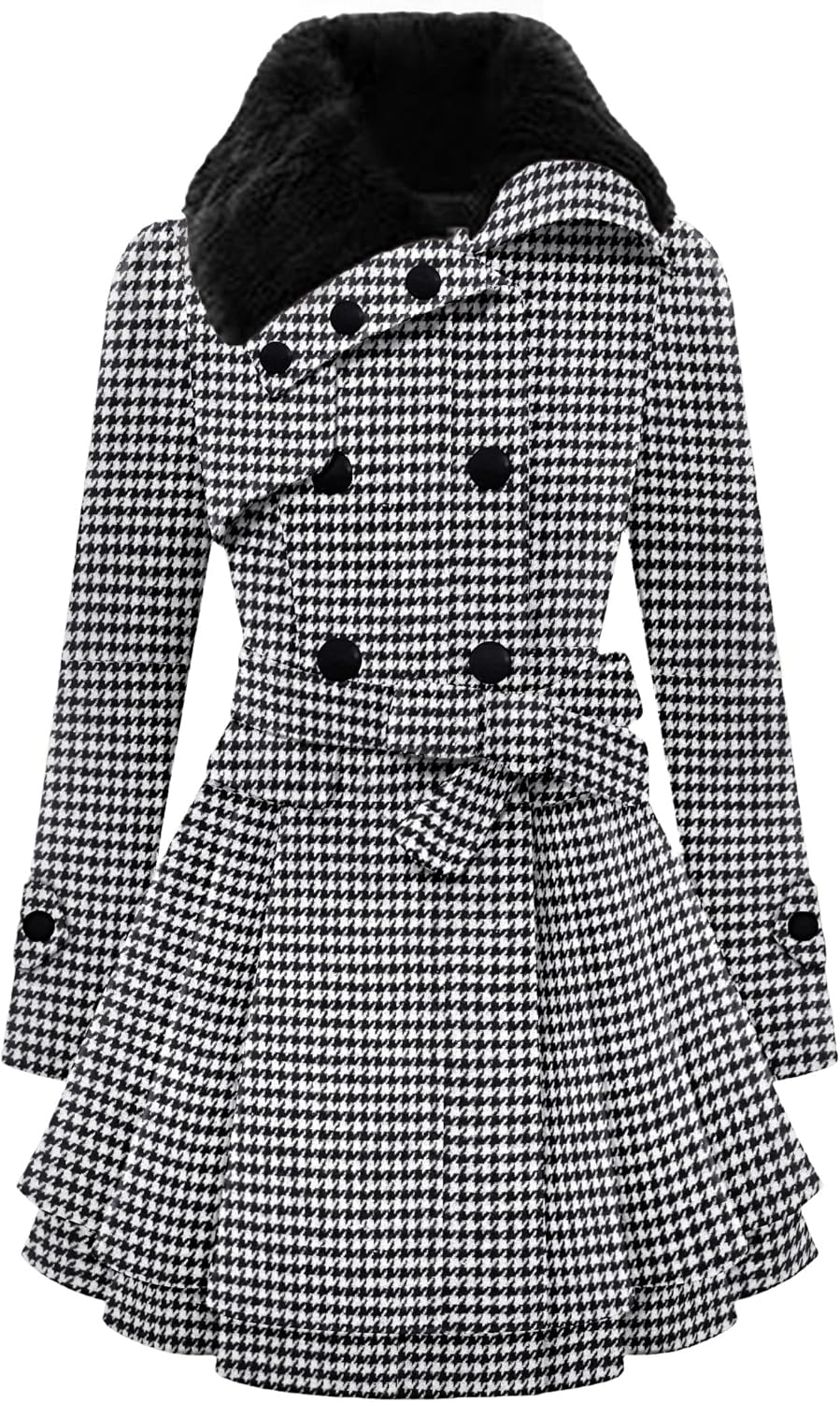 Zeagoo Women's Fashion Faux Fur Lapel Double-Breasted Coat