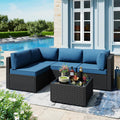 Patio Outdoor Rattan Conversation Set - Modular 5pc Sofa Set
