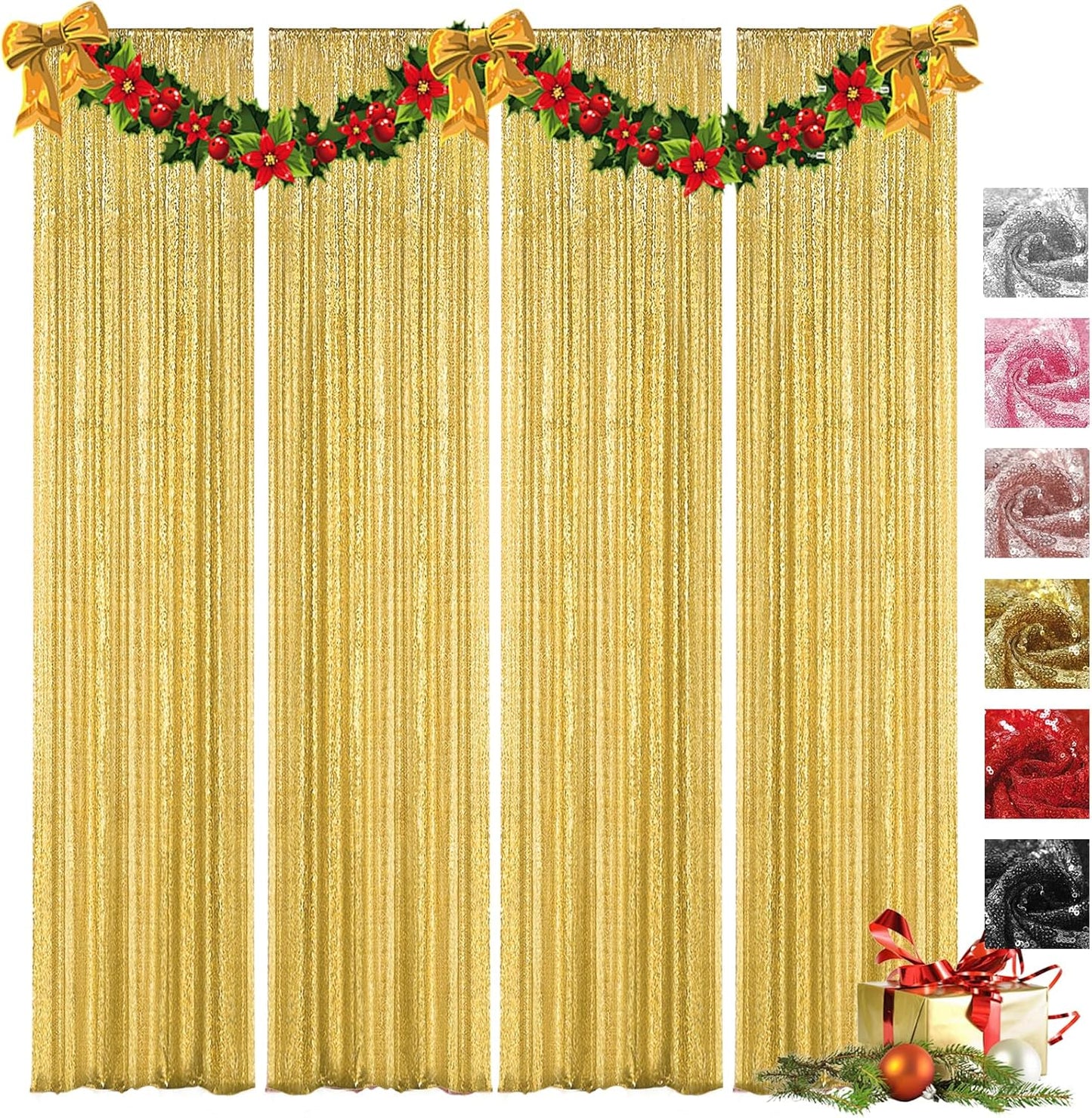 VOK Gold Sequin Backdrop Curtains for Stunning Event Decor