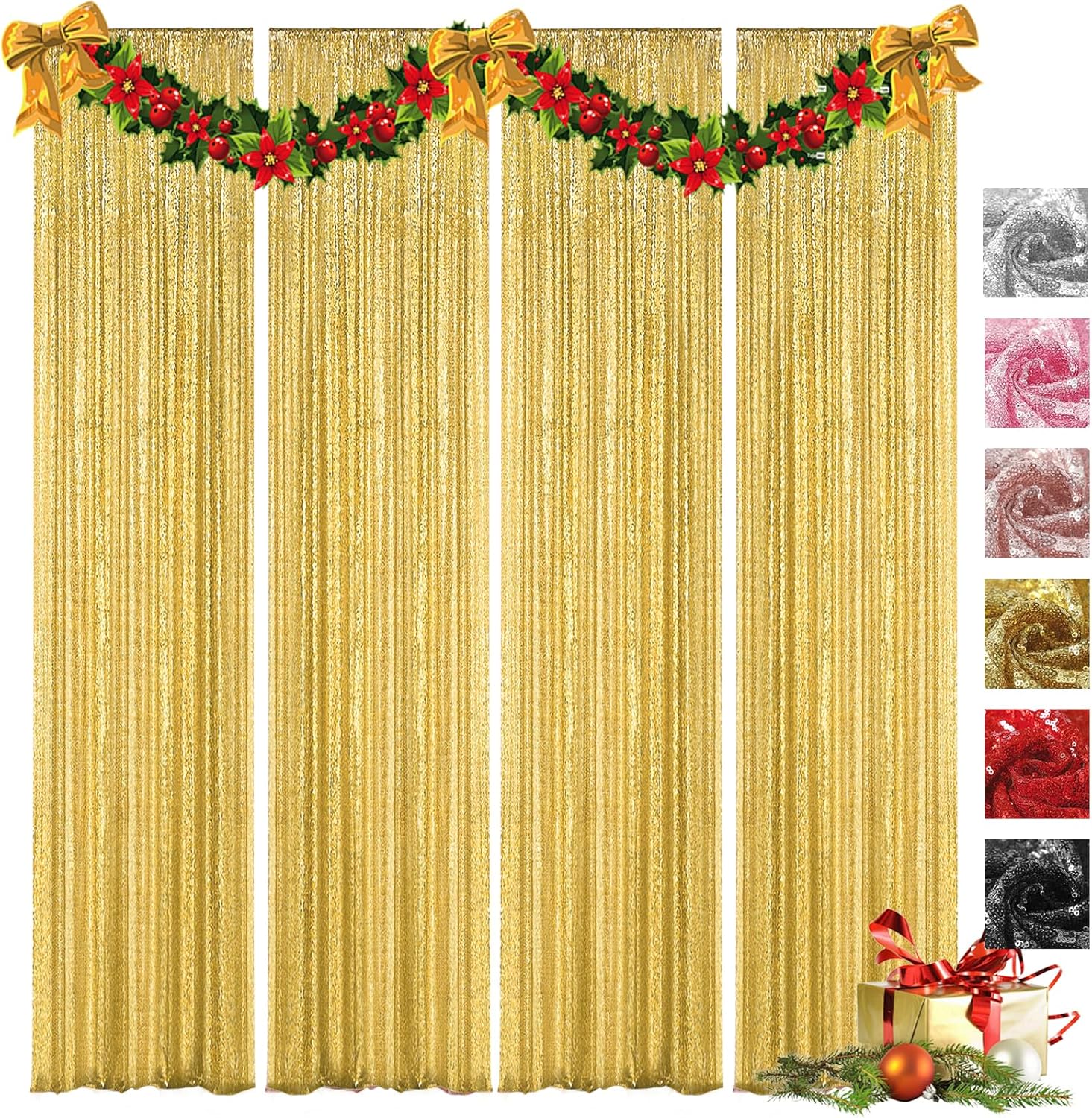 VOK Gold Sequin Backdrop Curtains for Stunning Event Decor