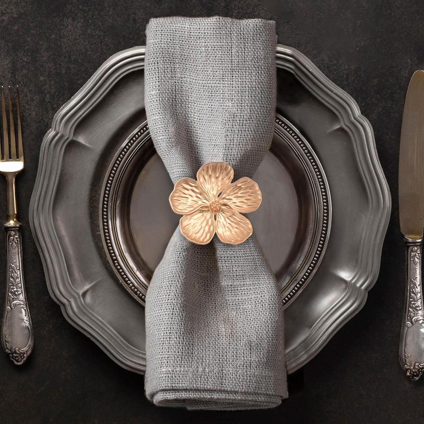 Elegant Gold Napkin Rings Set of 16 for Festive Table Decor