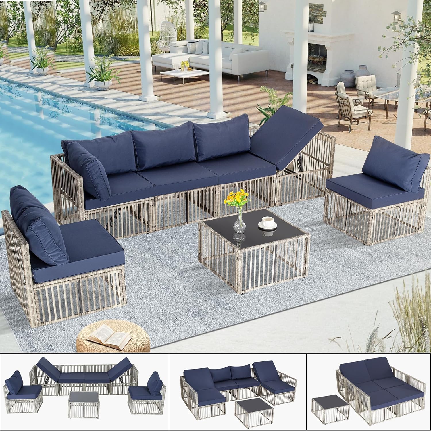 7 Pieces Outdoor Patio Furniture Set for Comfort and Style