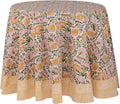 Clover Yellow 100% Cotton Round Tablecloth 60 in - Handblock Floral