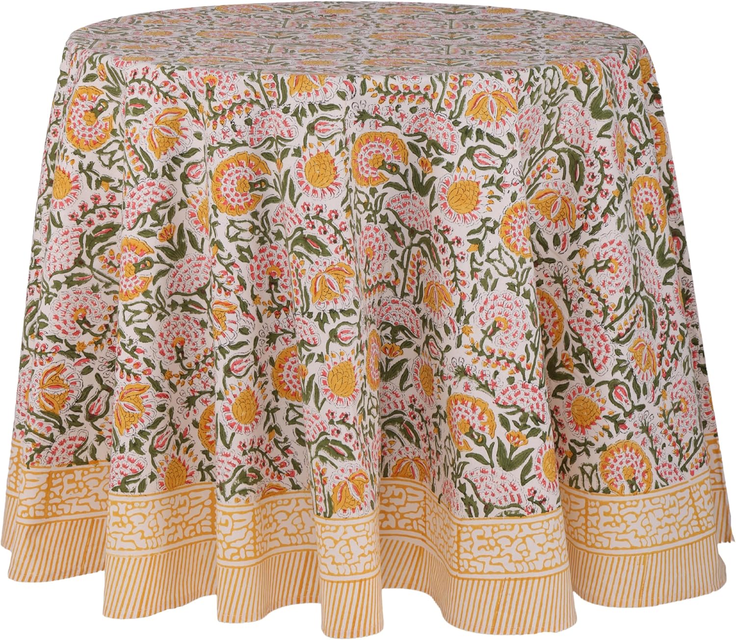 Clover Yellow 100% Cotton Round Tablecloth for Elegant Dining