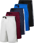 Boys Mesh Basketball Athletic Shorts 5 Pack - Quick Dry Comfort 6-7