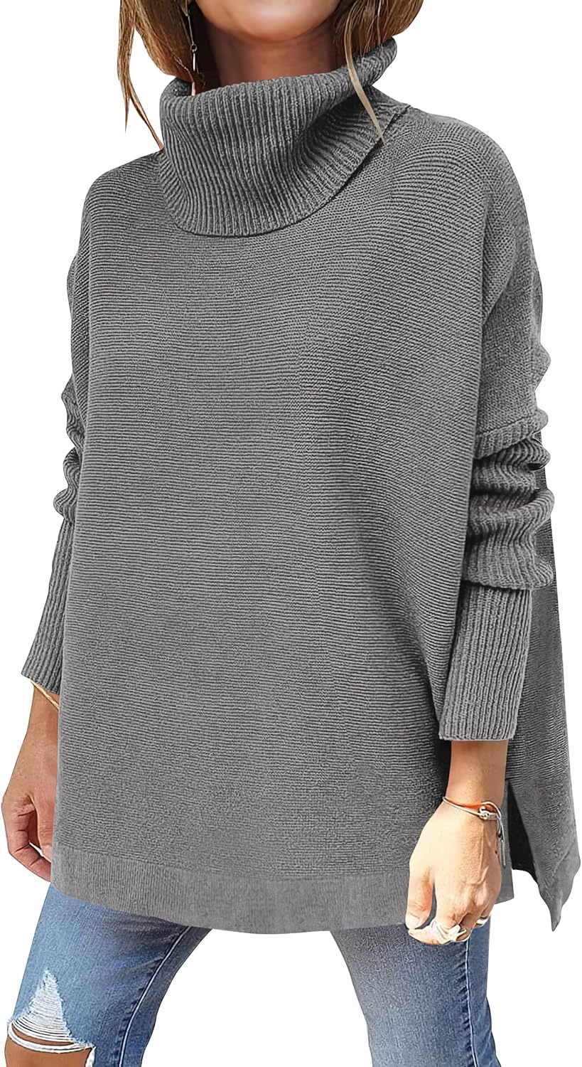 Oversized Turtleneck Batwing Sleeve Sweater for Fall Style