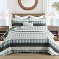 Cotton Quilt Queen Size Plaid Reversible Comforter Set - All Season