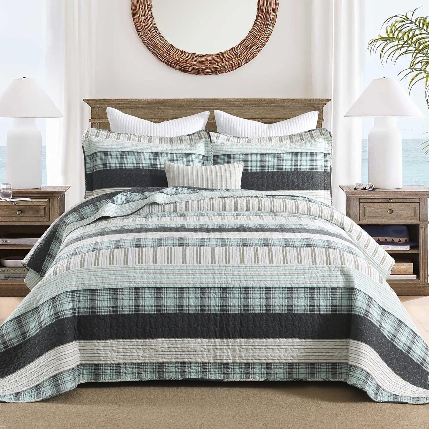 Homzard King Comforter Set - Lightweight Cotton Quilt in Teal