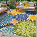 Indoor Outdoor Floral Patio Rug 5x8 - Washable Tropical Botanical