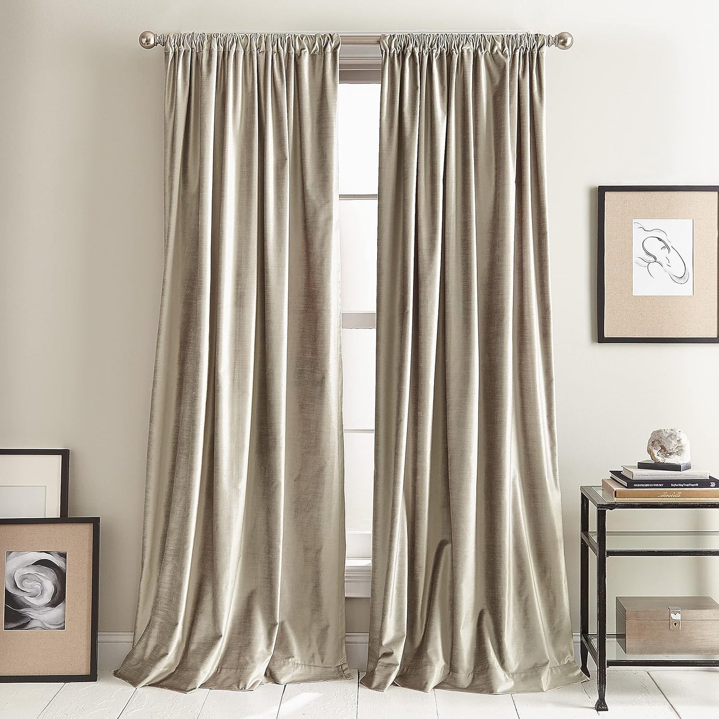 DKNY Velvet Curtain Panels - Luxe 96 Champagne