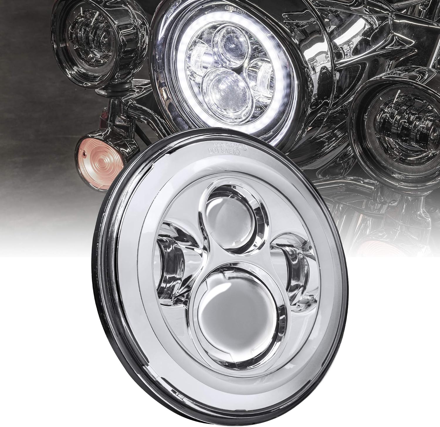 TRUE MODS 7in HALO LED Headlight for Harley Davidson Motorcycles