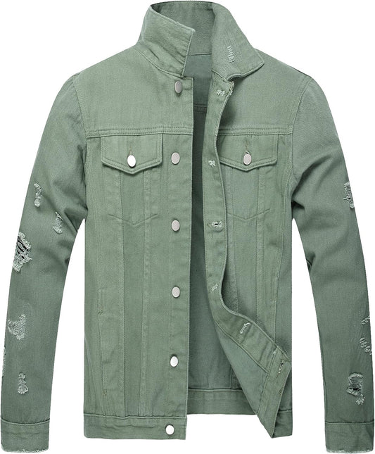 LZLER Men's Distressed Denim Jackets for Trendy Casual Style