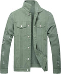 LZLER Men's Denim Jacket Slim Fit Ripped Trucker Jacket - Modern