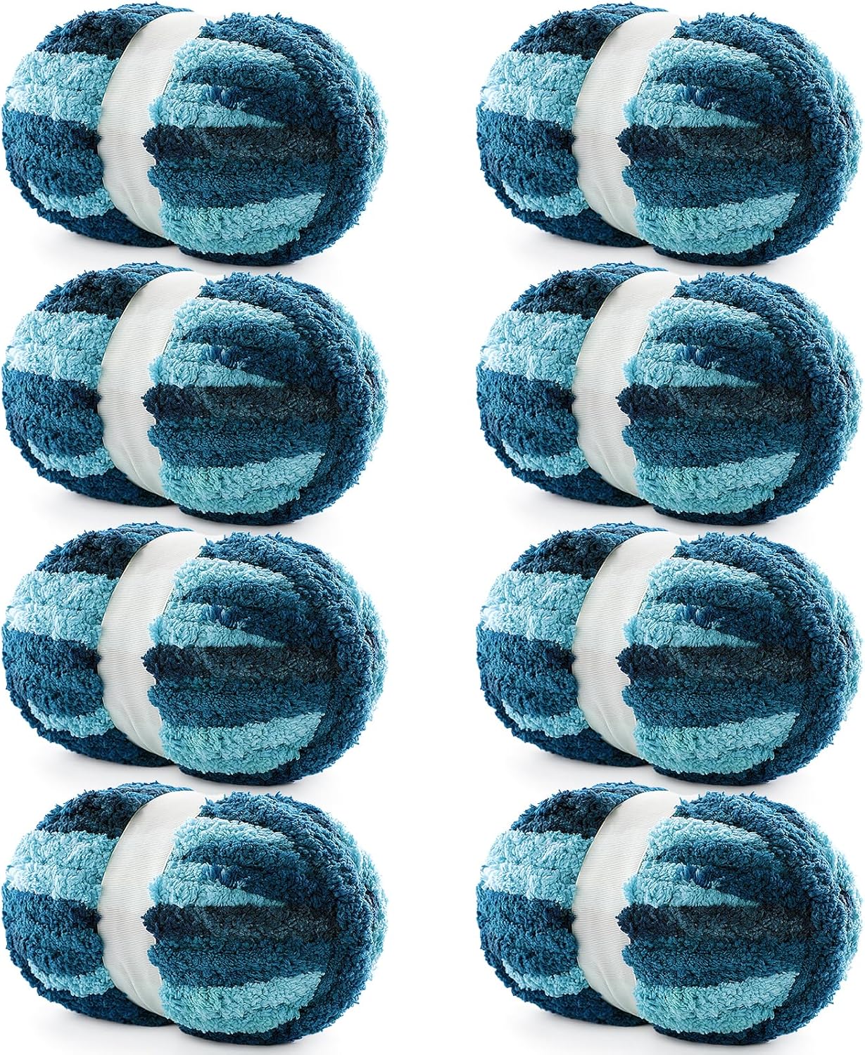 8 Pack Chunky Yarn for Hand Knitting - Rainbow Ombre Yarns