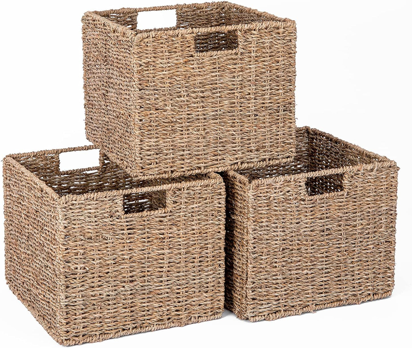 Seagrass Storage Baskets for Shelves and Pantry Organization