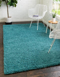 Unique Loom Solid Shag Area Rug (4 ft 1 in x 6 ft 1 in) Deep Aqua Blue
