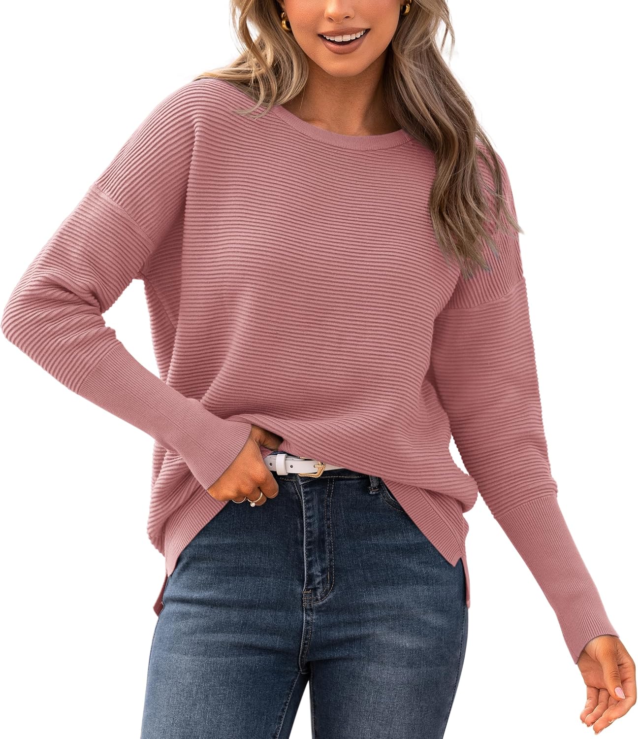 BTFBM Fall Sweaters for Women: Cozy Long Sleeve Pullover Tops