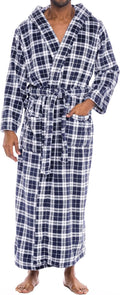 Alexander Del Rossa Men's Hooded Fleece Robe for Ultimate Comfort