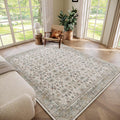 Washable 5x7 Area Rug for Living Room - Soft Neutral Oriental 5x7