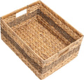 StorageWorks Jumbo Rectangular Wicker Basket - Large Handwoven Storage