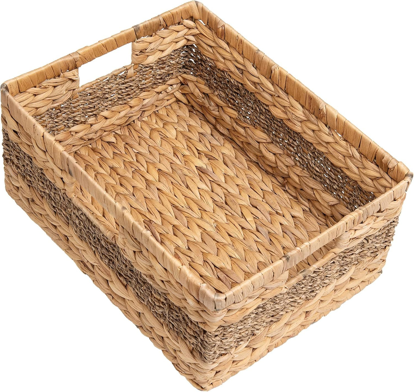 StorageWorks Jumbo Rectangular Wicker Basket for Home Organization