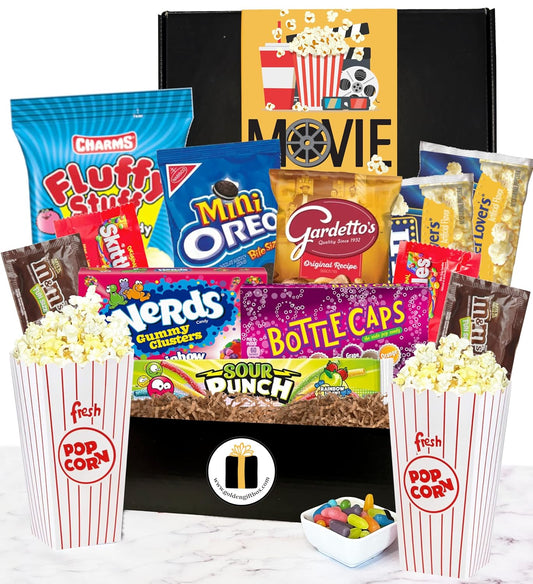 Deluxe Movie Night Gift Bundle with Popcorn and Snacks