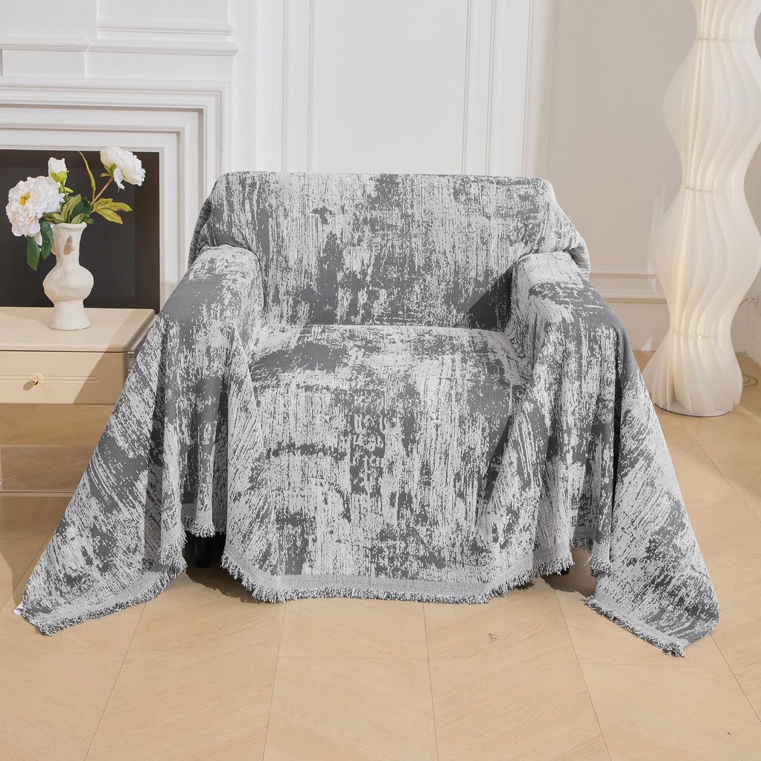 MEETSKY Small Couch Cover for Oversized Chair, Deep Grey