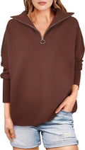 ANRABESS Women Quarter Zip Oversized Rib Knit Pullover - Cozy Fall 50%