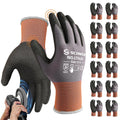 Schwer Safety Work Gloves 12 Pairs - Heavy Duty Sandy Nitrile Grip