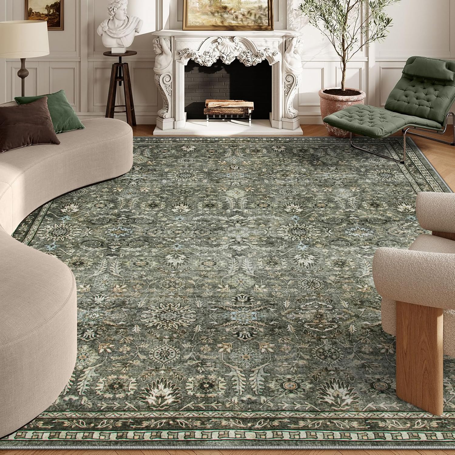 Lahome Green 10x14 Area Rugs for Living Room and Bedroom