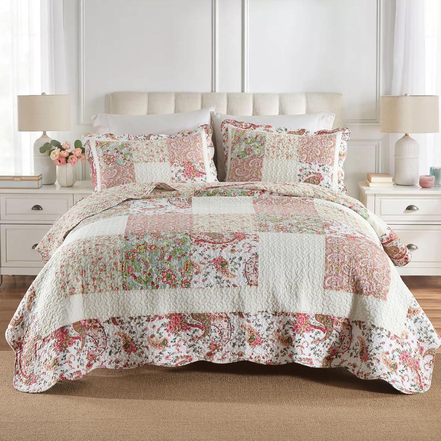 Secgo King Comforter Set - 100% Cotton Quilts for Cozy Sleep