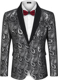 Mens Floral Tuxedo Jacket Paisley Shawl Lapel Blazer - Statement