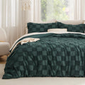 Bedsure Queen Size Comforter Set Emerald - Boho Tufted Checker Design
