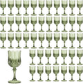 48PCS 7oz Green Plastic Wine Glasses Flutes - Reusable Party Set
