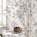 Floral Linen Blend Curtain - 96in Back Tab and Rod Pocket Panels