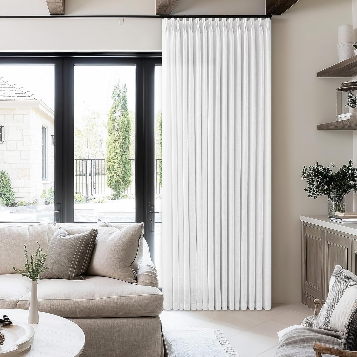 Extra Wide Pinch Pleated Linen Curtains for Elegant Spaces
